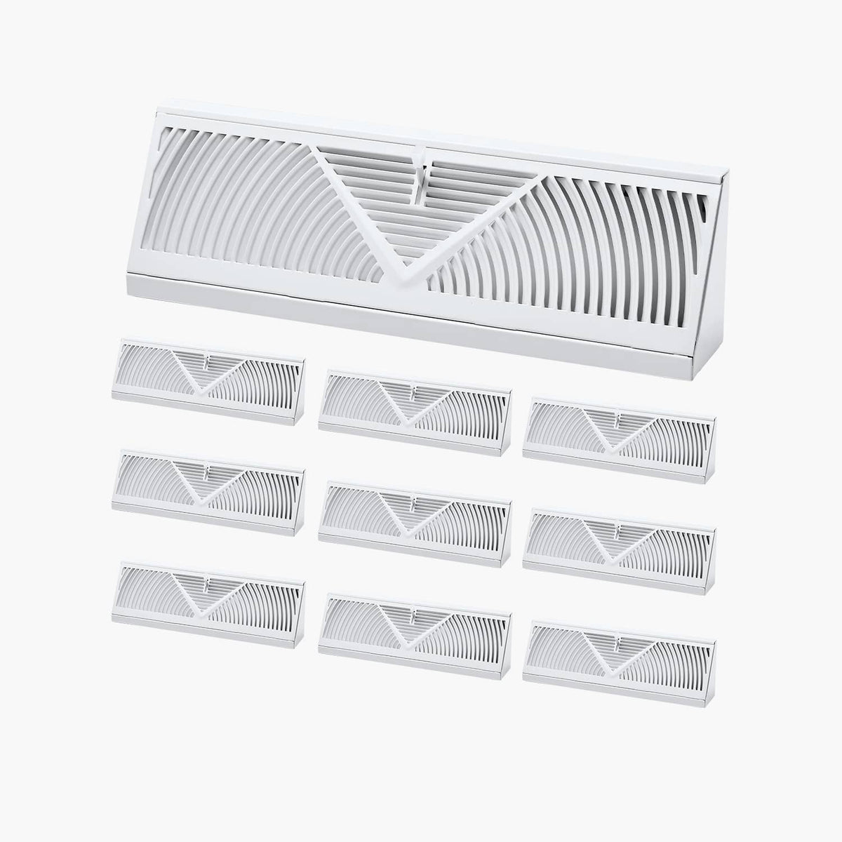 White louvered floor vent registers for HVAC, 15 in (10-pack)