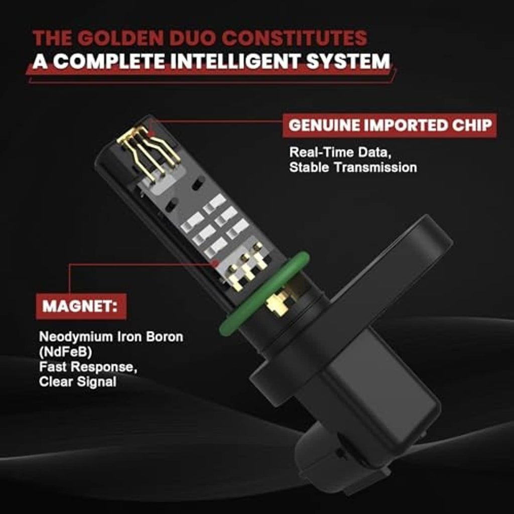 Camshaft position sensor with electrical plug and visible terminal pin detail (graphic)