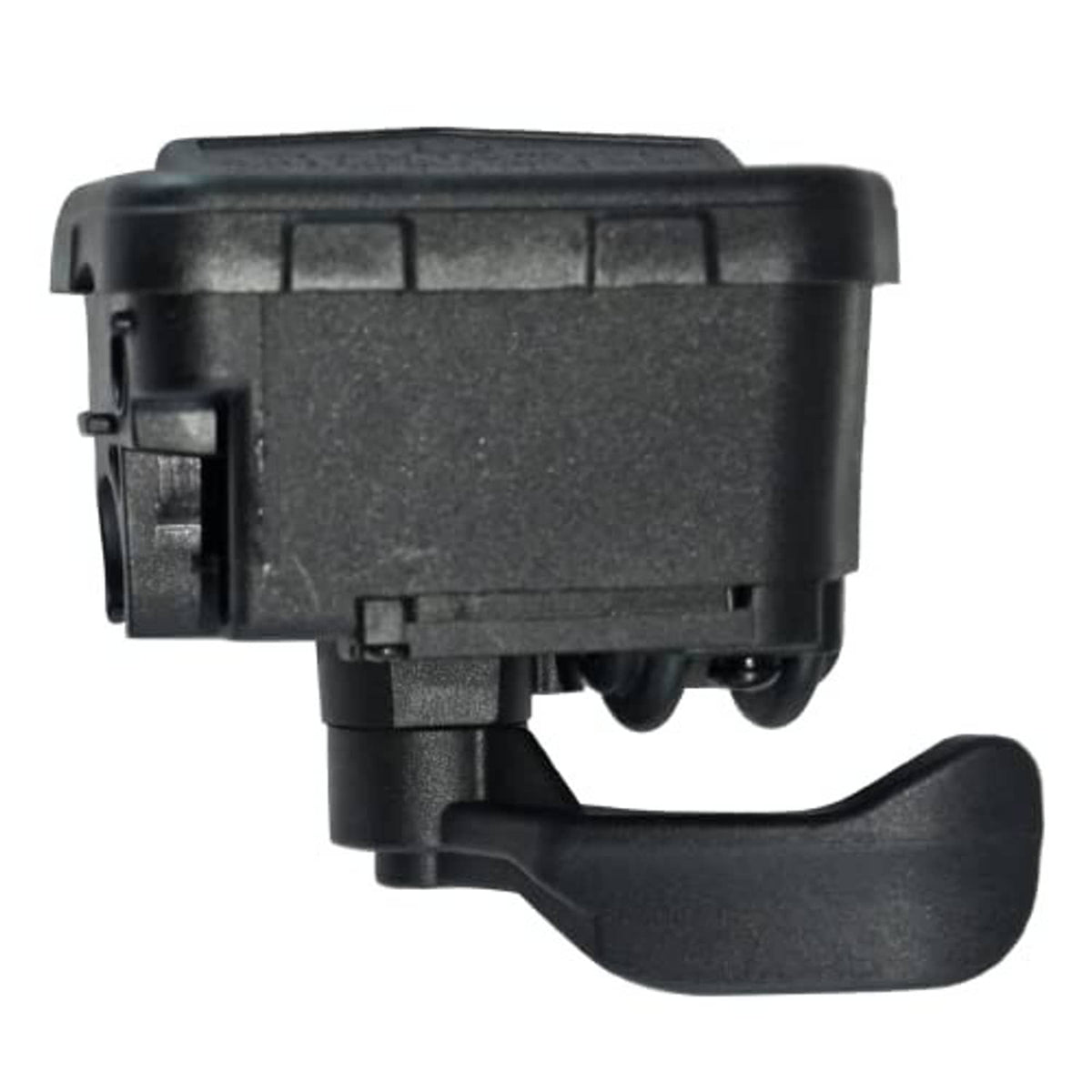 Thumb throttle control lever assembly, dark housing with lever and connector tabs