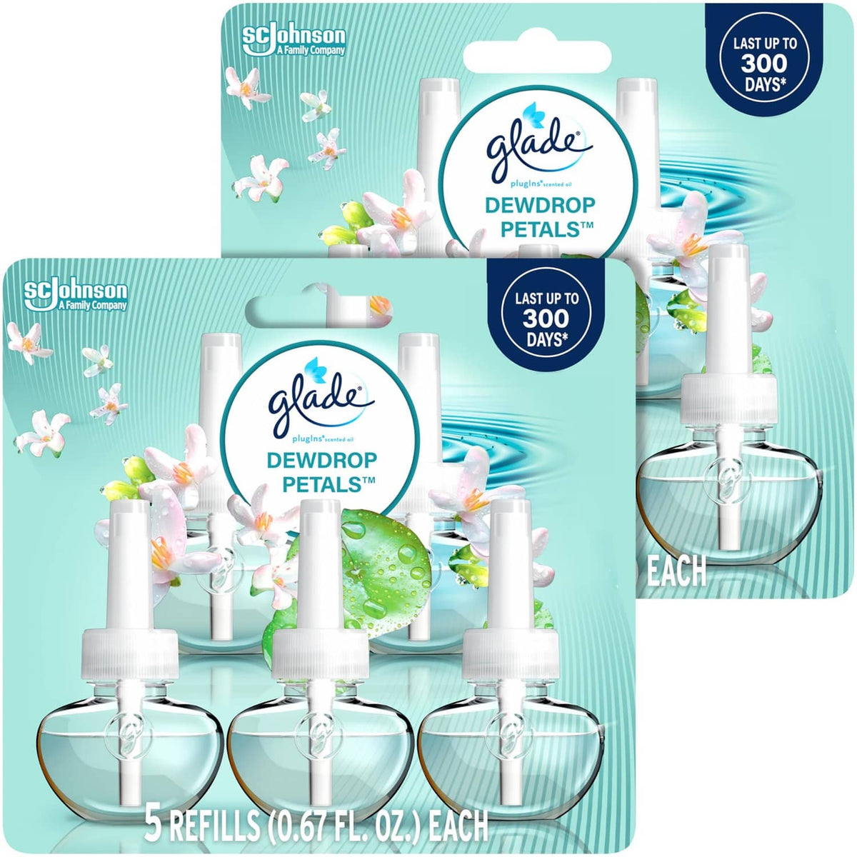 Glade plug-in air freshener multipack with white refill pods on blister packaging