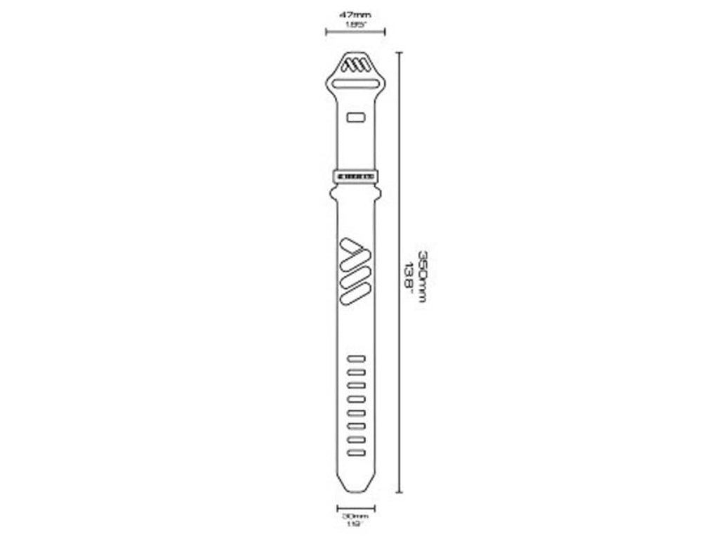 Silicone bike camera strap diagram with size measurement marks