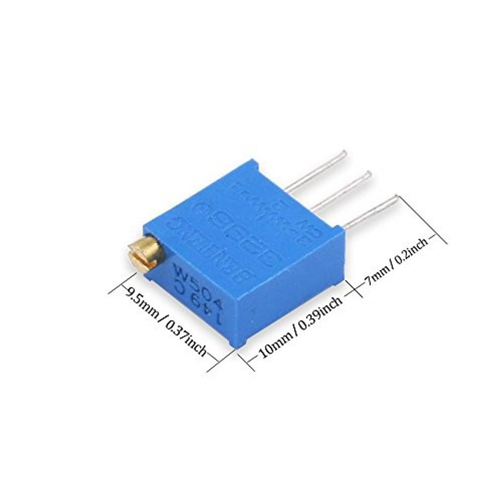 Blue multiturn trimmer potentiometer module with gold adjustment and 3 pins