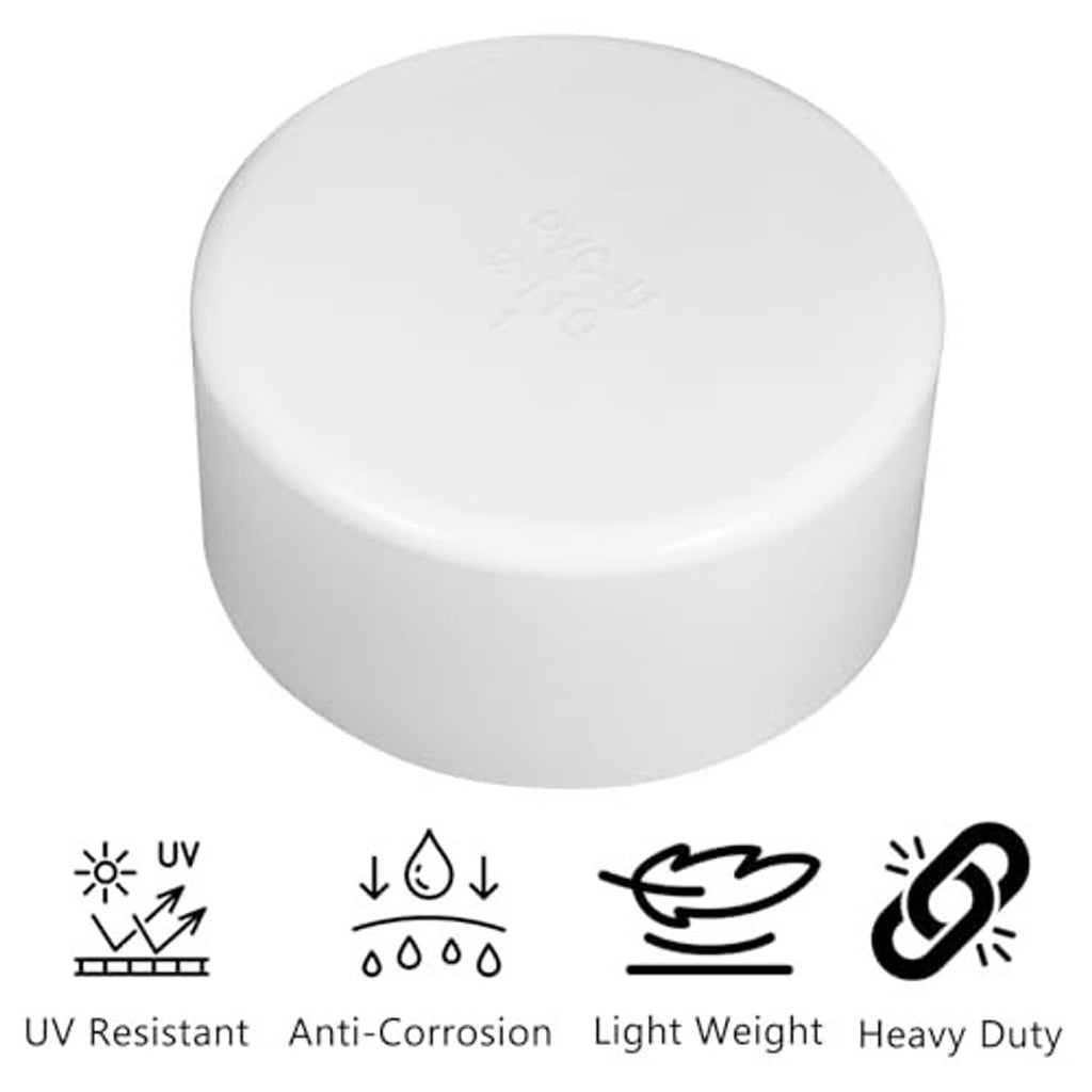 White round plastic end cap plug adapter, flat top cap