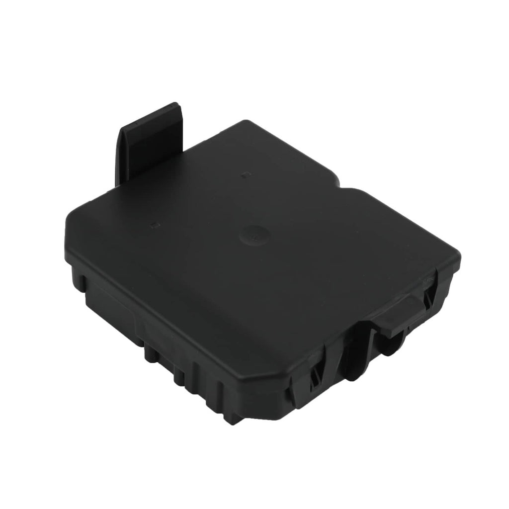 Rear liftgate control module, black plastic housing with raised corner tabs