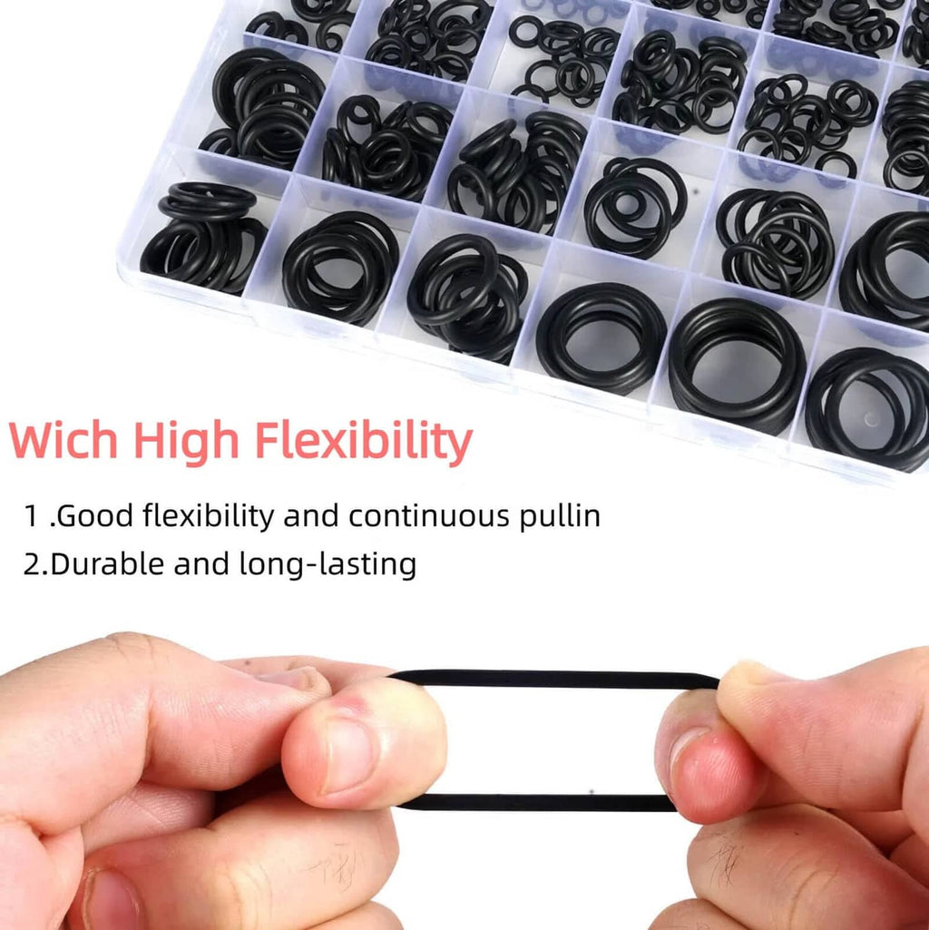 Black O-ring held between fingers for a flexible seal