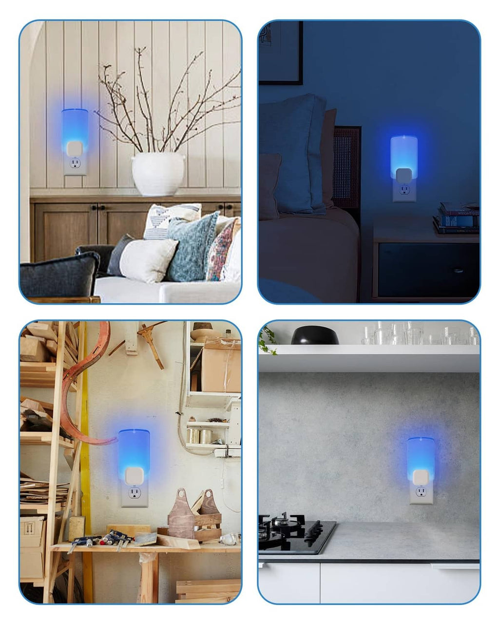 Insect light trap plug-in with blue refill cartridge glow in different rooms
