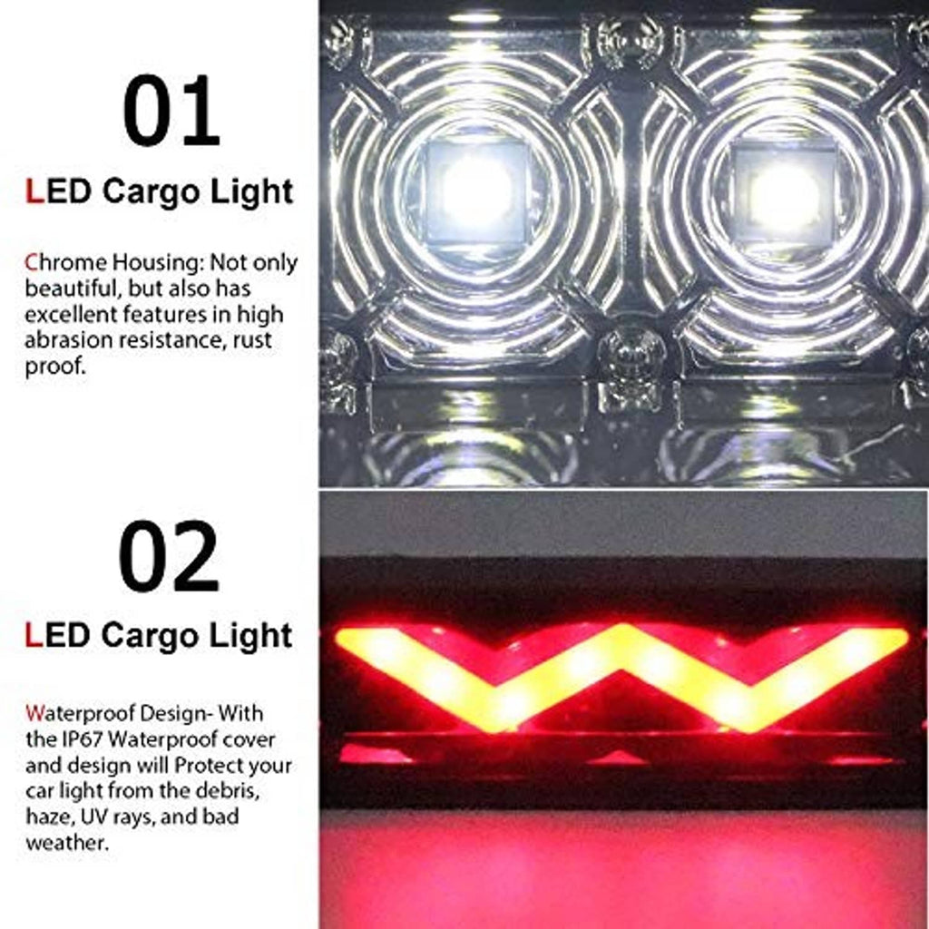 Smoked-lens LED third brake light with bright red chevron glow