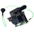 Fuel lid actuator gas door assembly, black housing with attached wiring harness and connector.
