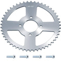 420-50T sprocket gear with 50 teeth, silver metal finish and center mounting bore