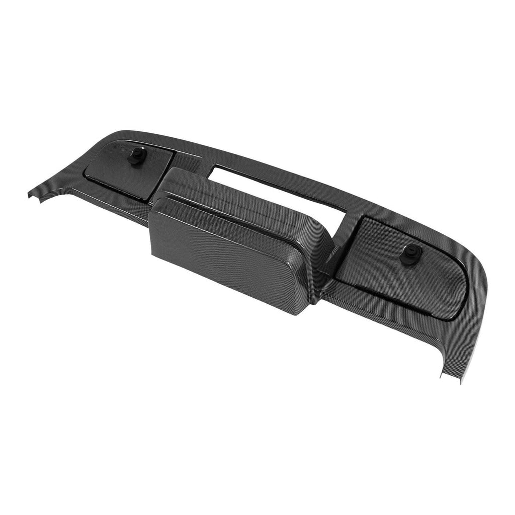 Black dashboard dash cover panel with center storage pocket and side openings