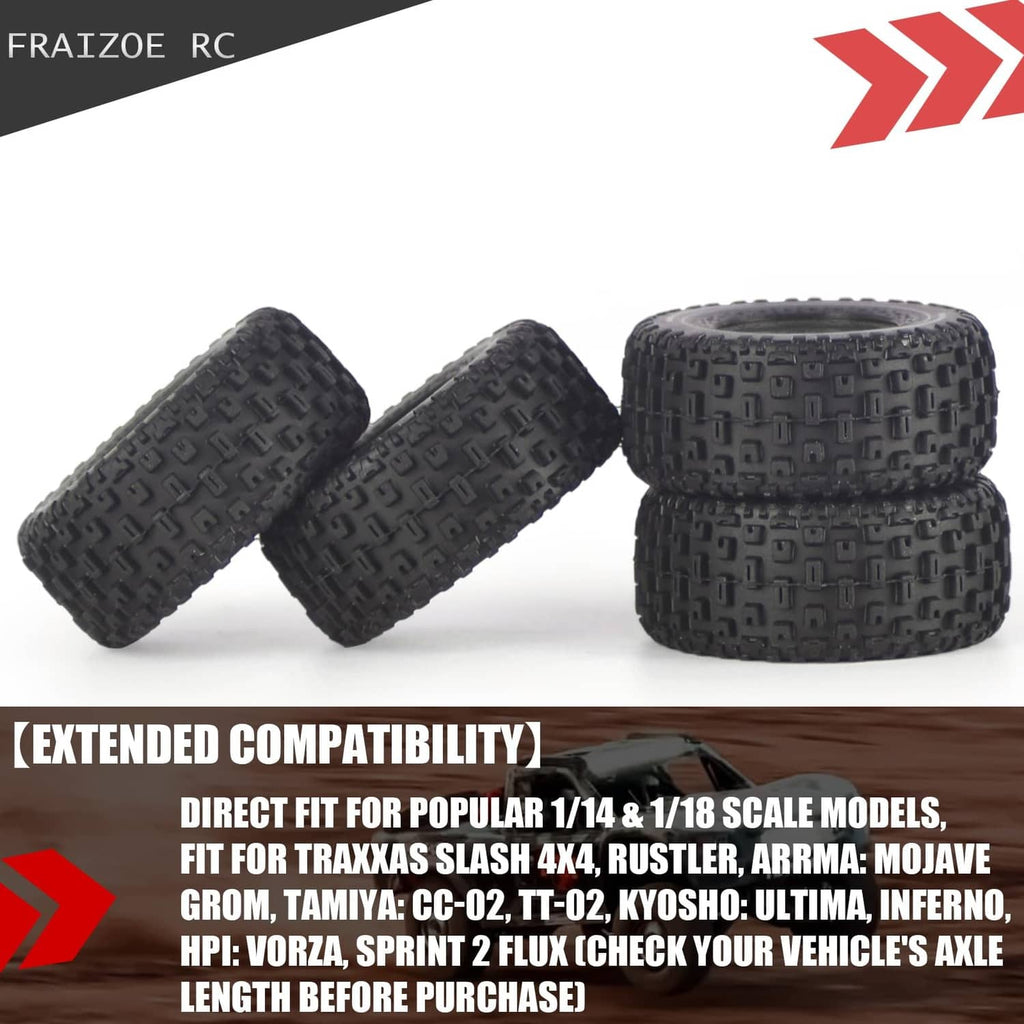 Black pre-glued RC truck tires set with deep tread, three tires stacked