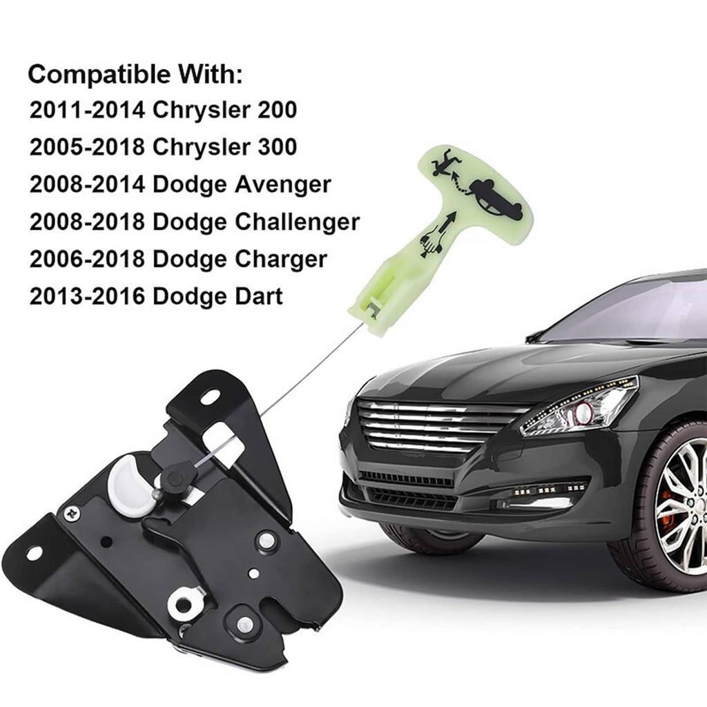 Trunk latch actuator with green emergency handle and black mounting bracket