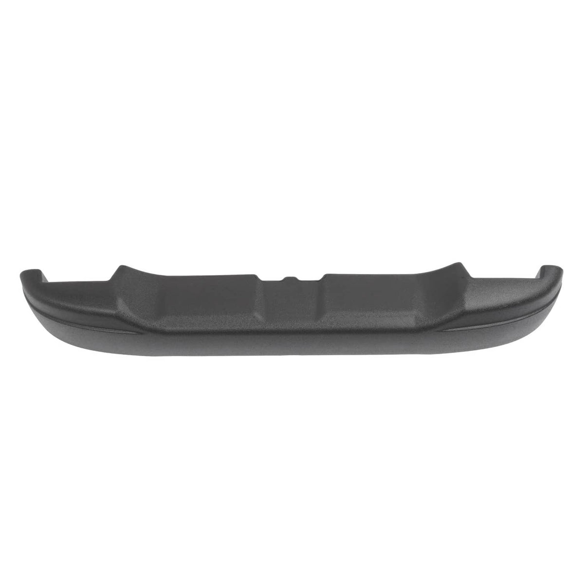 Dark gray rear bumper cover, front view with center ridges and side tabs