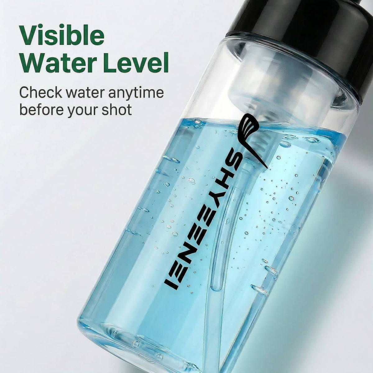 ShYeenei water brush bottle with visible water level window and blue cleaning fluid