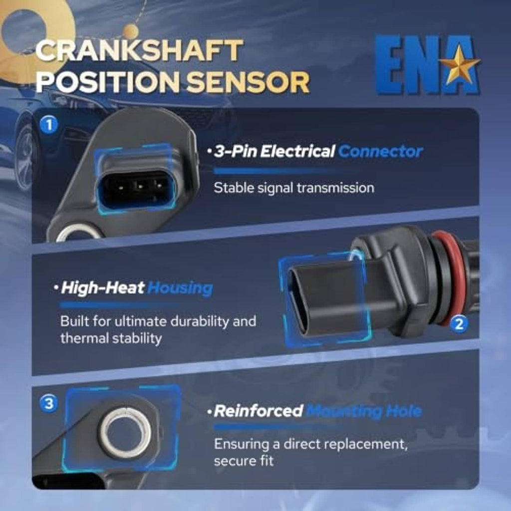 Crankshaft position sensor with 3-pin electrical connector and high-heat housing