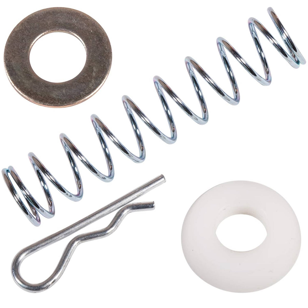 Transmission shifter linkage spring kit: steel springs, bracket wire, white bushing
