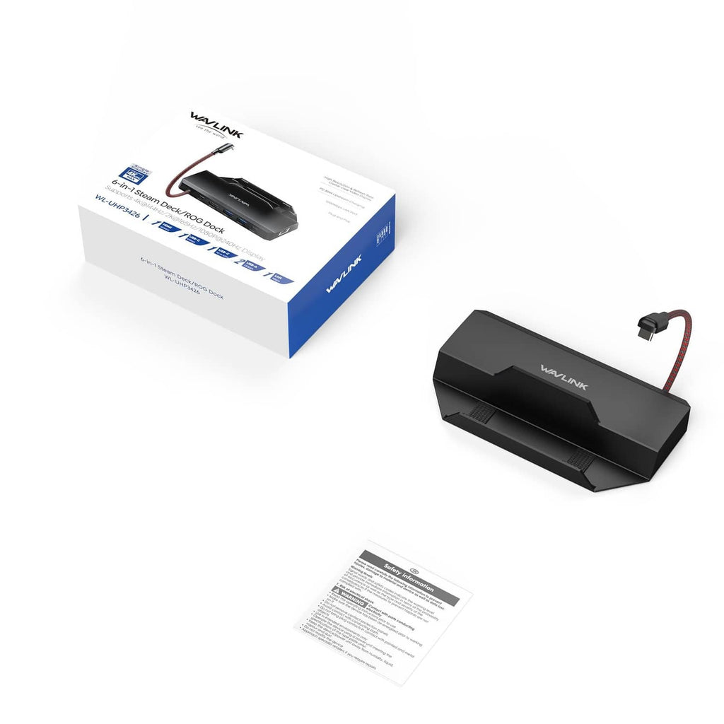 Black HDMI docking station kit with box, dock unit, and red-braided cable