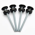 Set of black gate spindle knobs with four long silver threaded rods