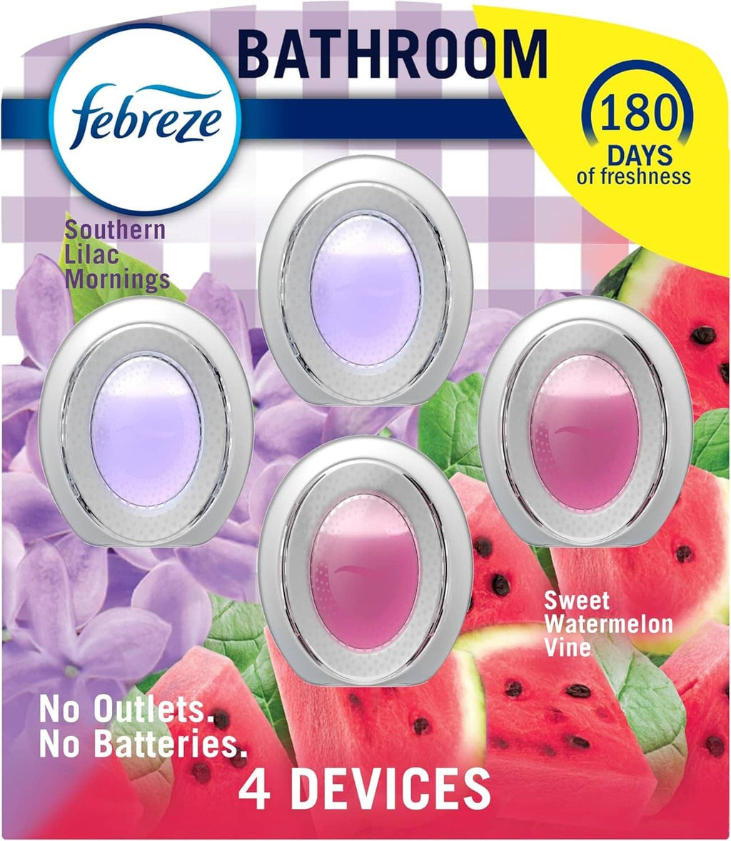 Febreze Bathroom plug-in alternative air freshener devices, round vents with lavender and pink inserts