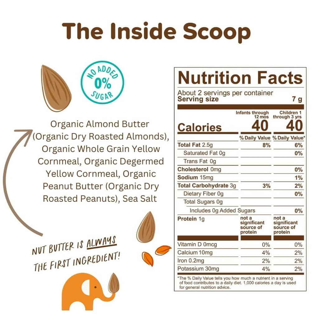 Organic almond butter puff snack nutrition facts and ingredient list