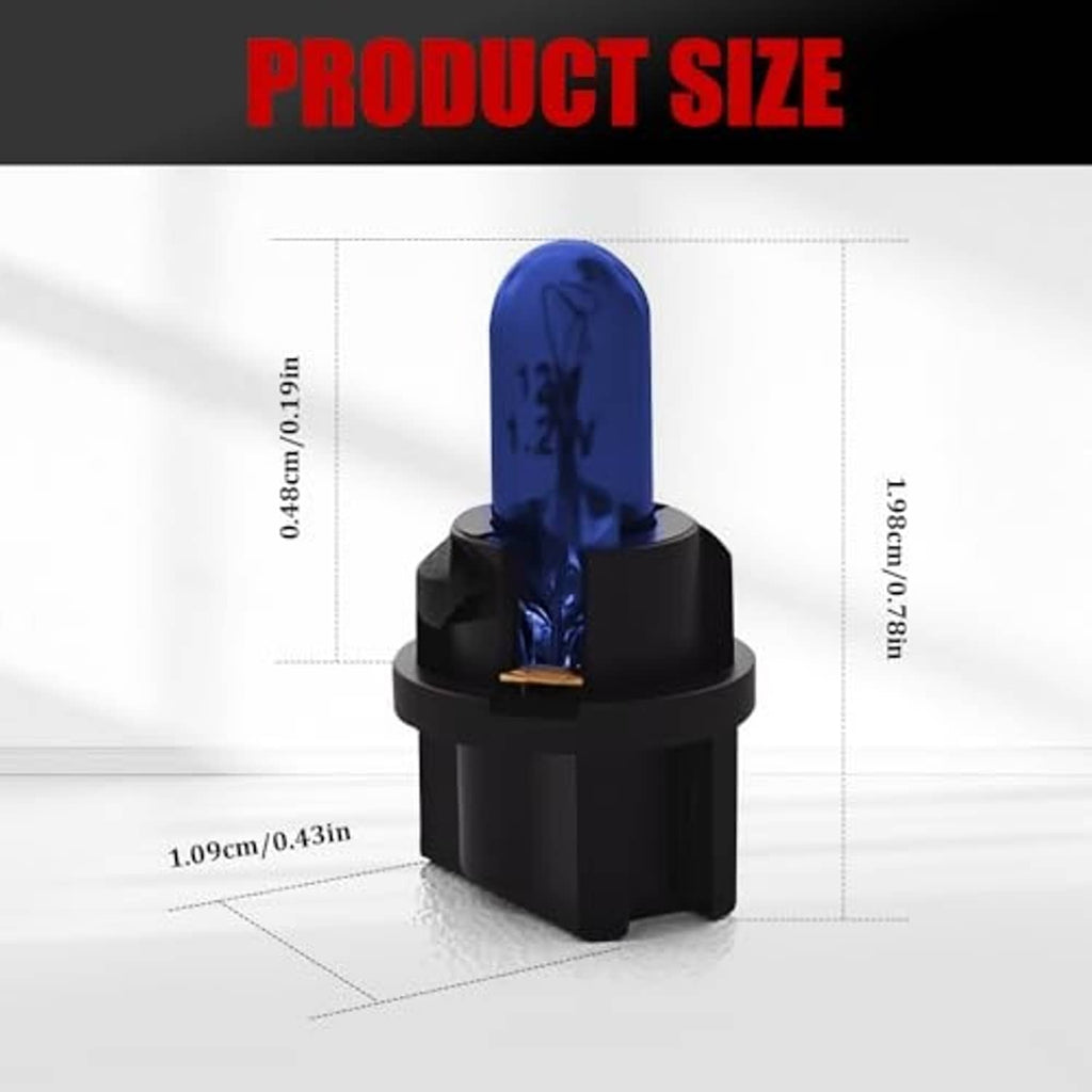 Single blue-tinted instrument cluster halogen bulb with black base, front view