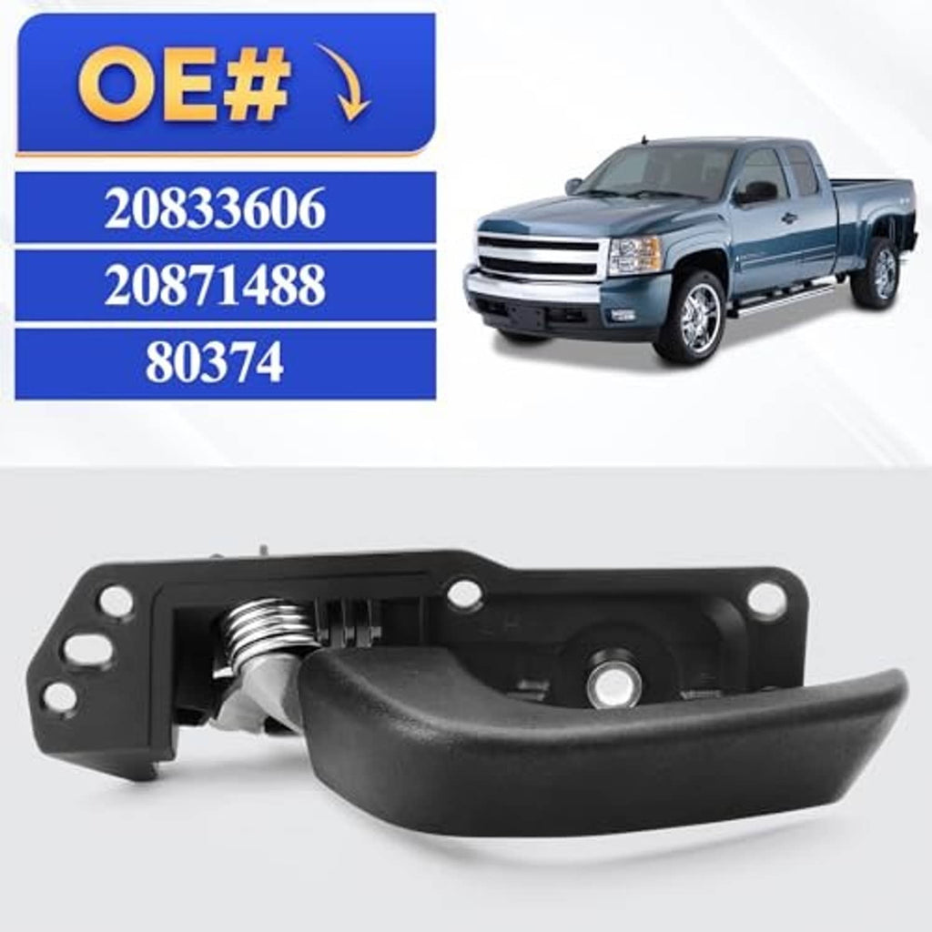 Front left interior door handle kit, black exterior handle and mounting base