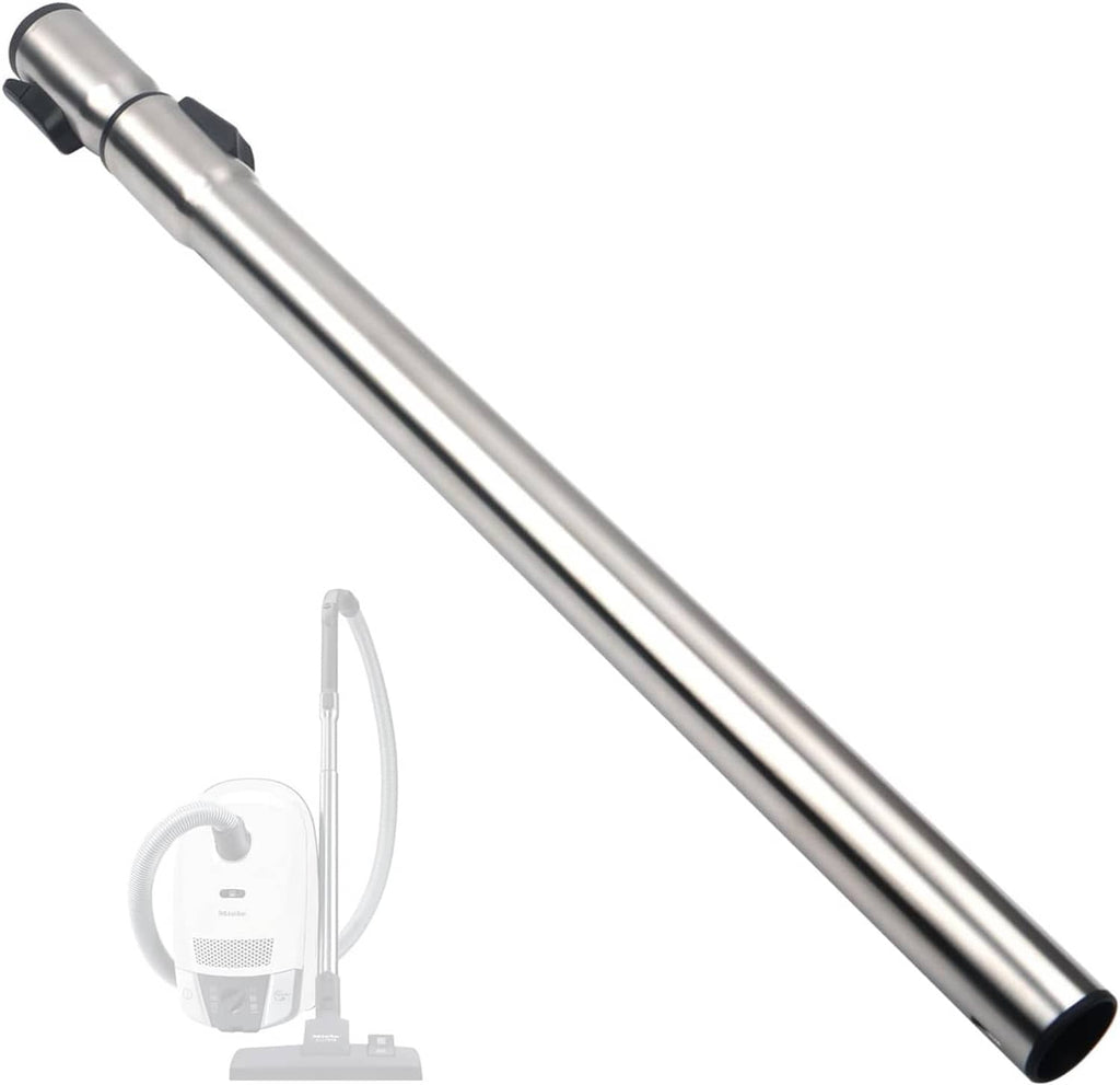 Telescoping stainless steel vacuum extension wand with black end connector