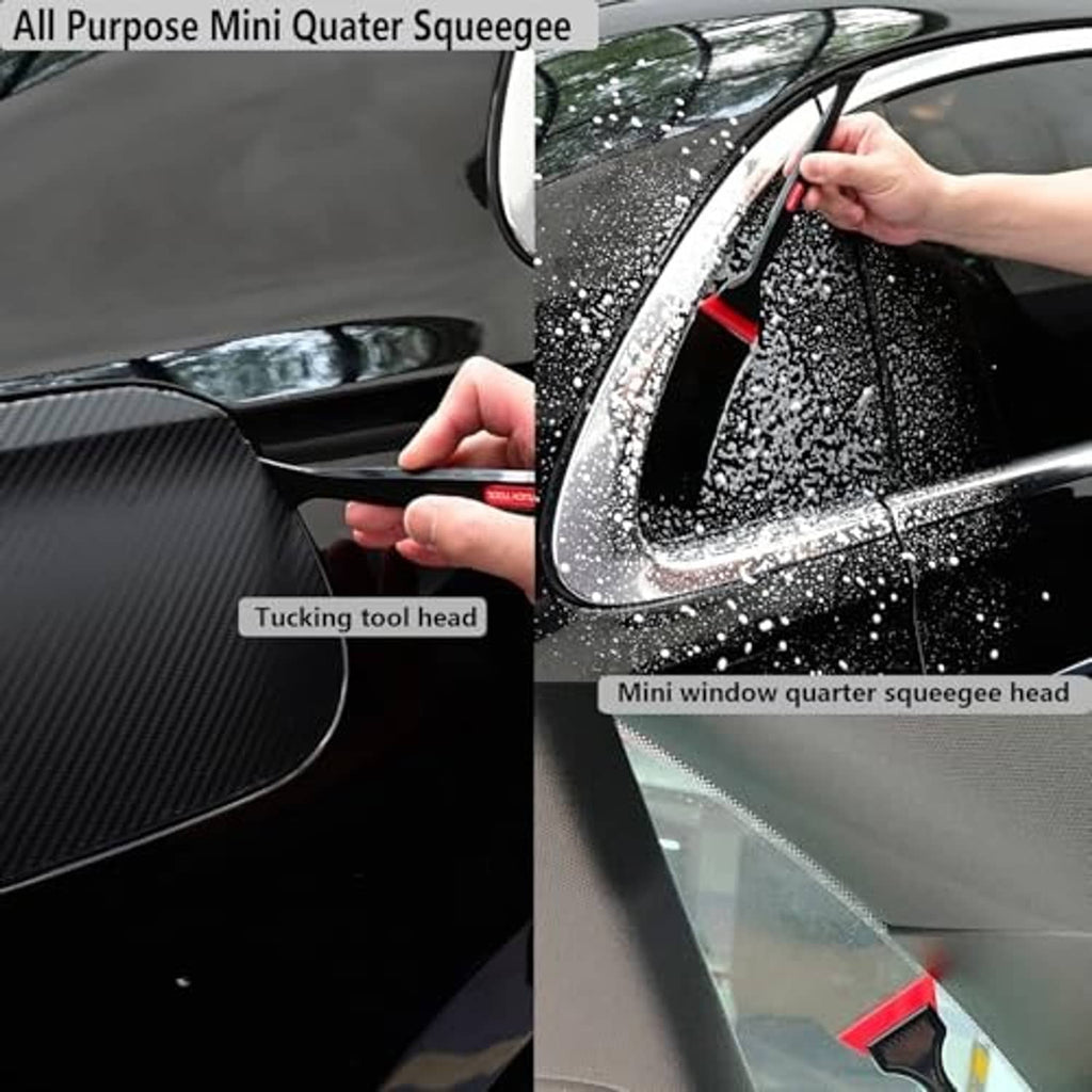 All-purpose mini quarter squeegee with tuck tool head for window tinting