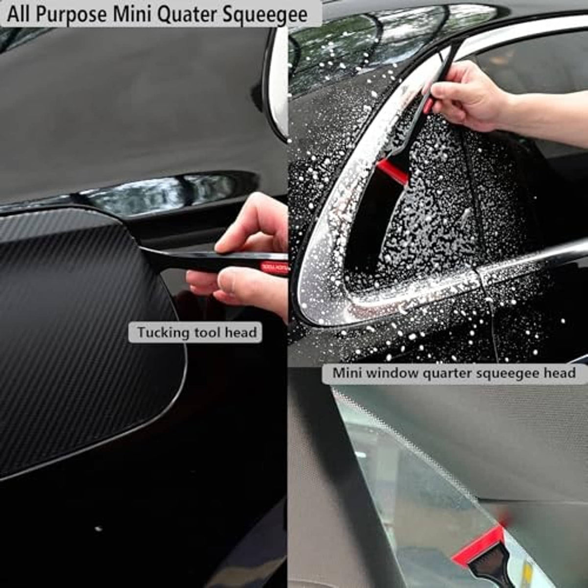 All-purpose mini quarter squeegee with tuck tool head for window tinting