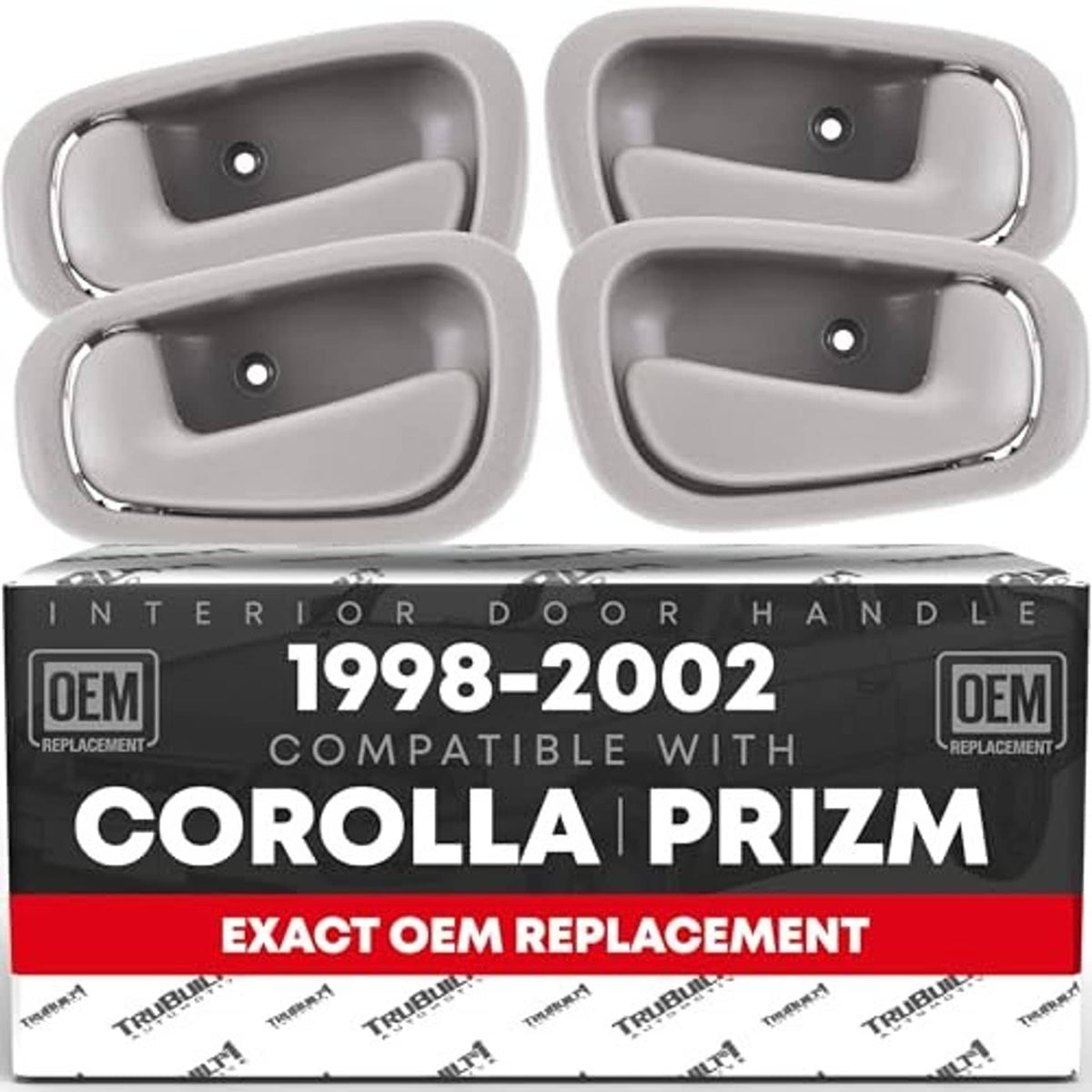 Light gray exterior door handle set, 4-piece, in OEM replacement box