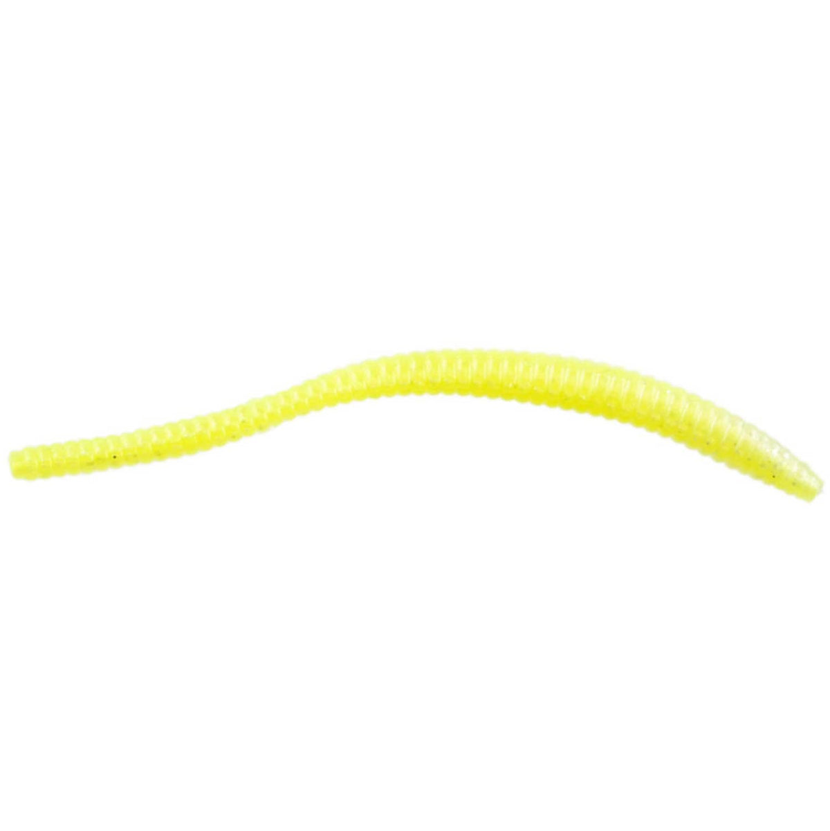 Chartreuse soft floating trout worm bait, curved 3-inch worm