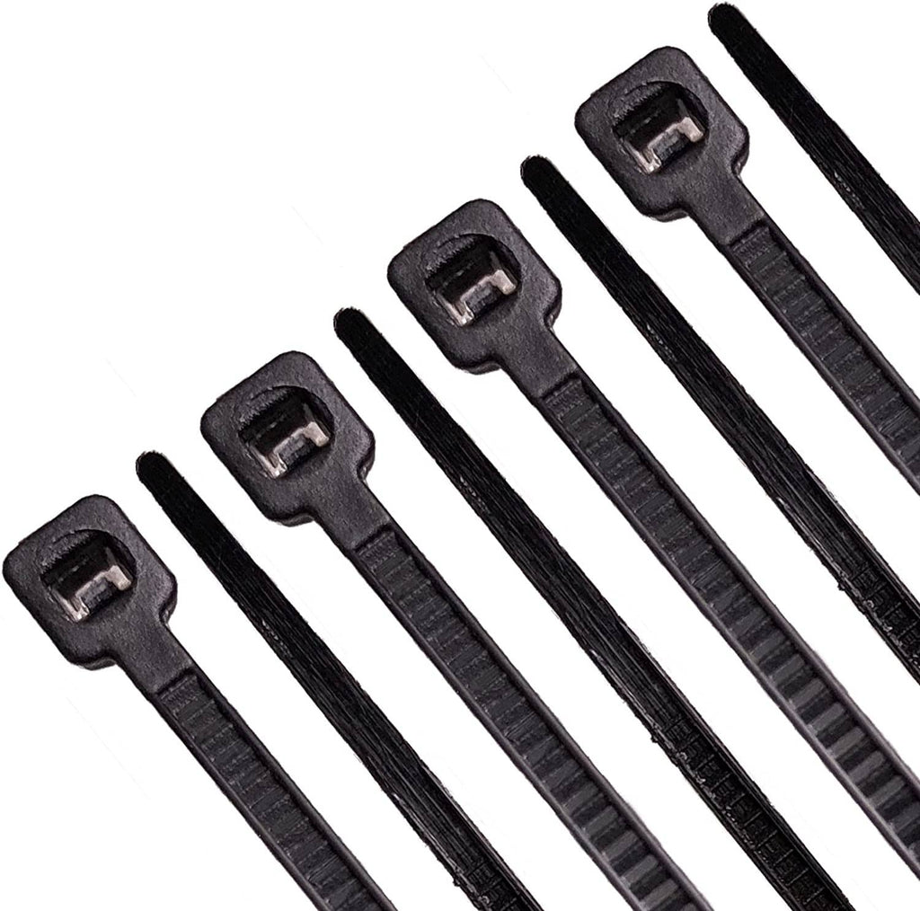 Black cable ties with mounting clips for securing amplifier wiring