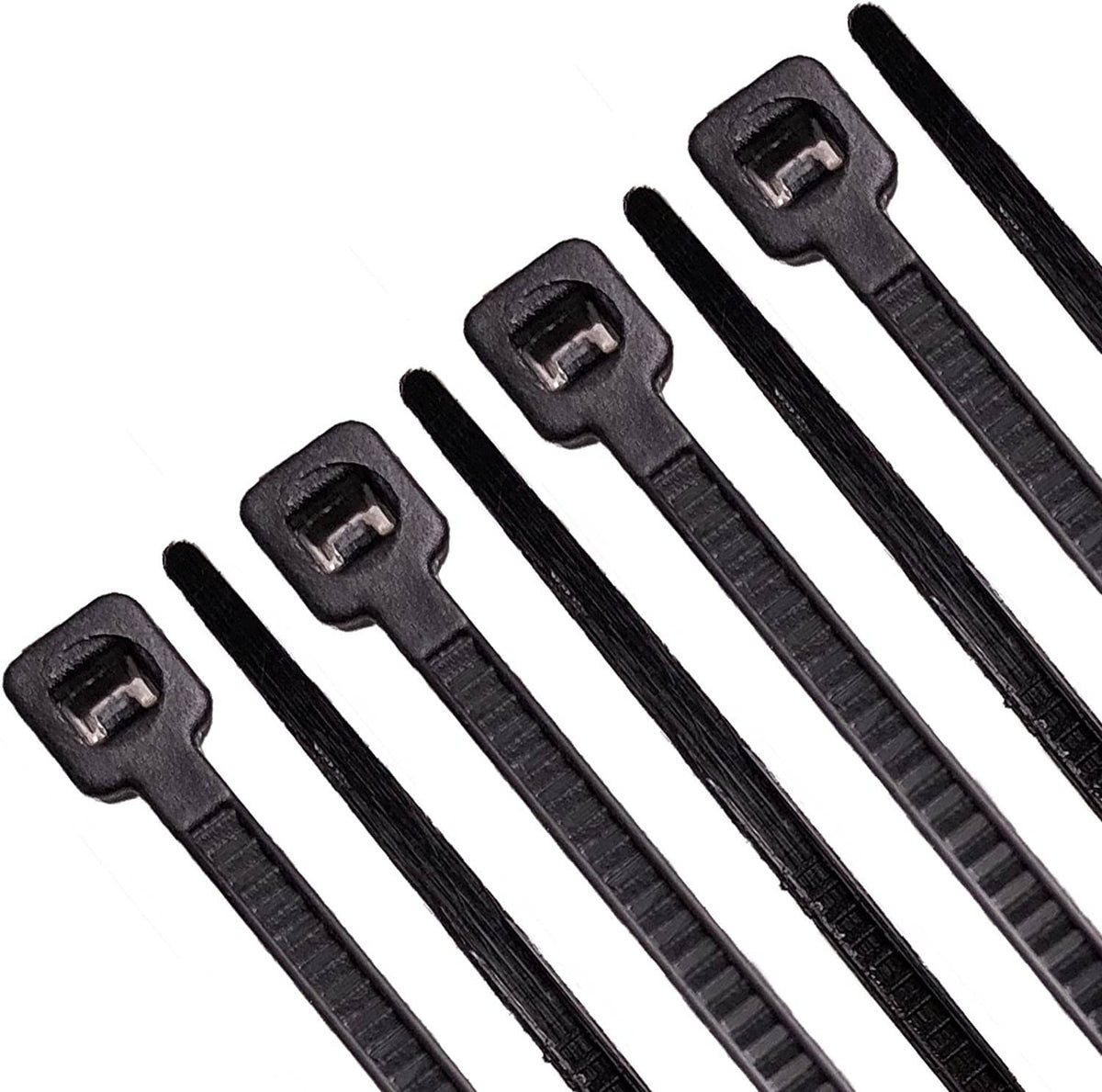 Black cable ties with mounting clips for securing amplifier wiring