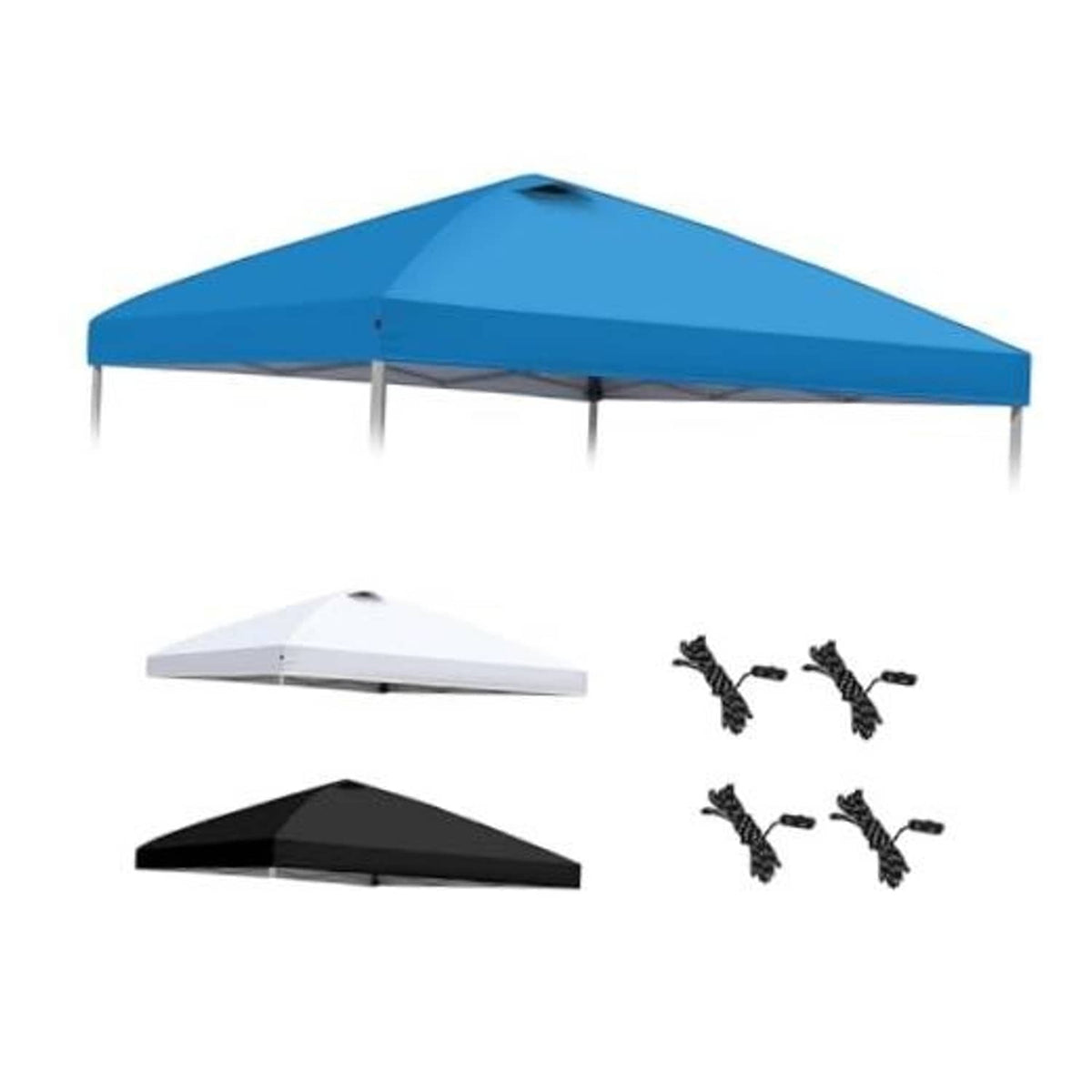 Blue replacement canopy top with air vent; includes guy ropes, with other color tops