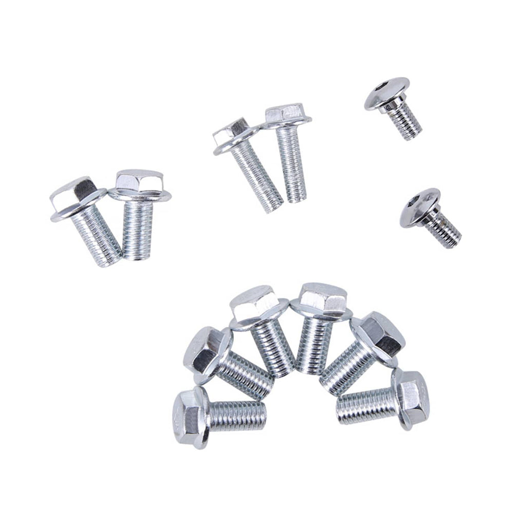 Hex head mounting bolts with washers, chrome finish (set of several)
