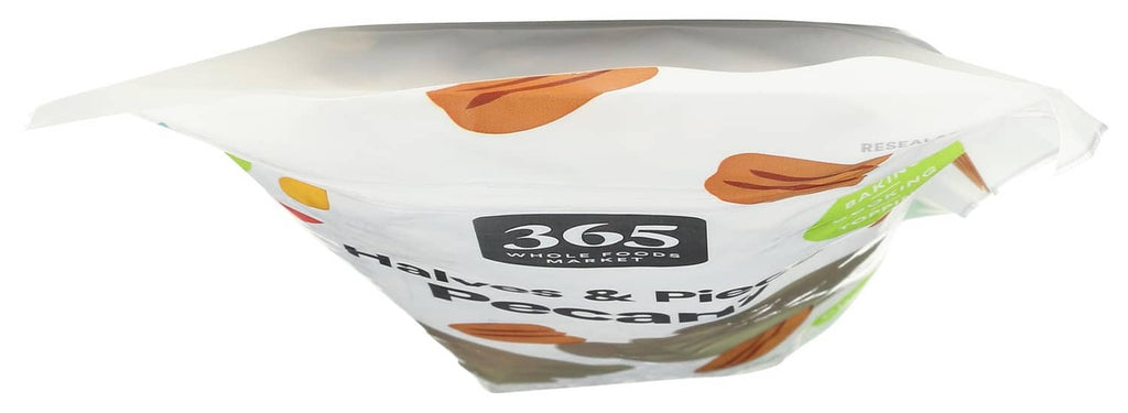 Pecan halves and pieces bag, top view with 365 logo