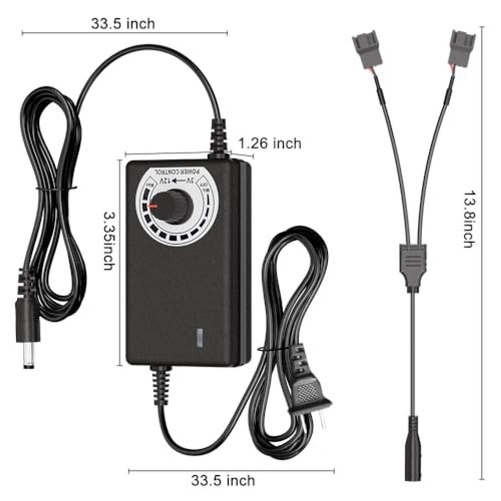 PWM fan hub controller with cable set and size diagram with inches measurements