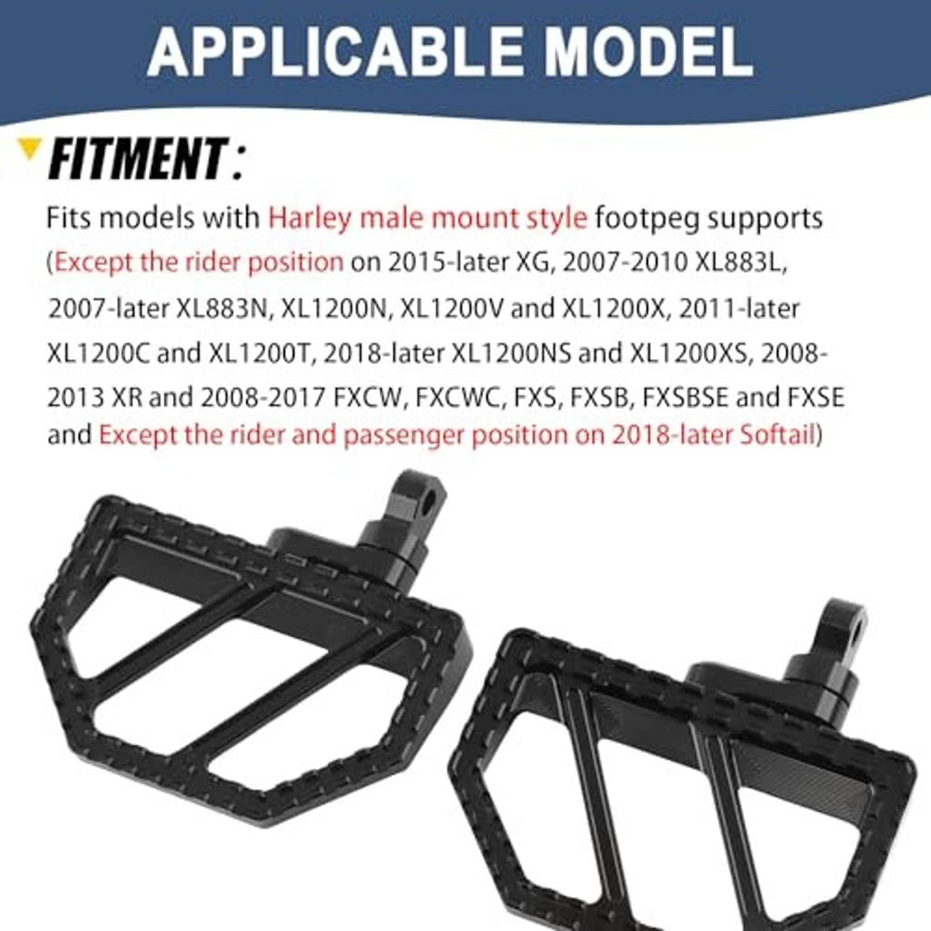 Black motorcycle foot peg pair with mounting posts and textured support