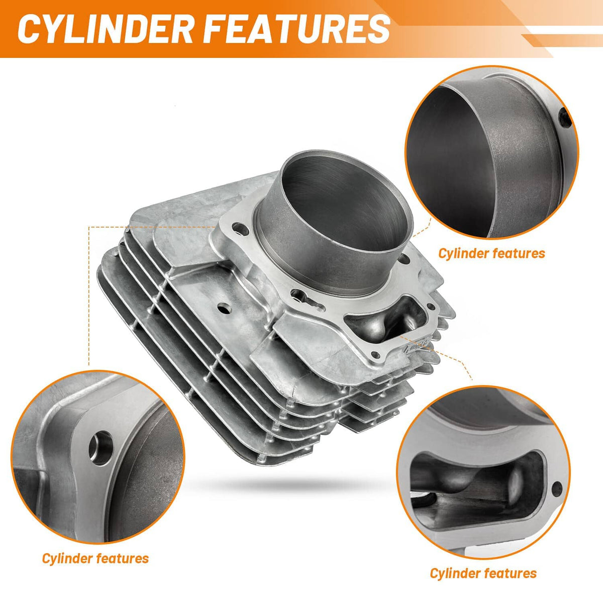 Cylinder features diagram showing cylinder sleeve and combustion chamber area