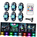 Set of 6 black wireless LED warning strobe lights with remote controller and USB cable