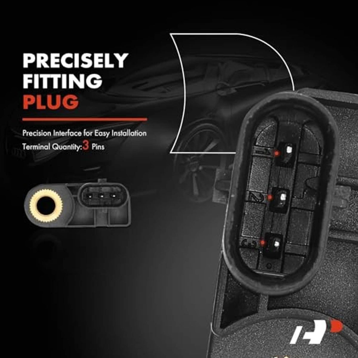 Engine sensor plug and connector graphic showing precisely fitting terminals