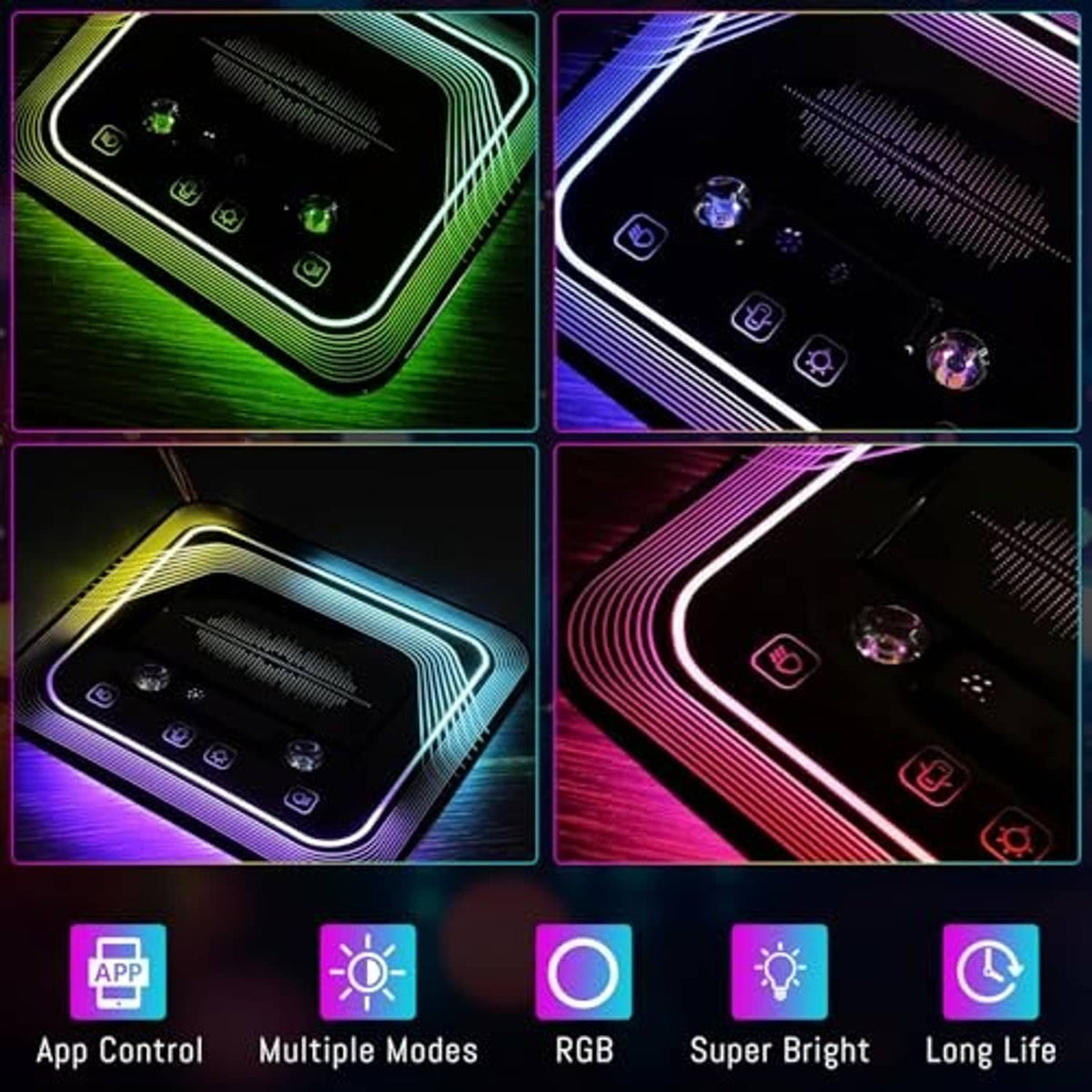 RGB adjustable LED dome light with ripple border in multiple color modes