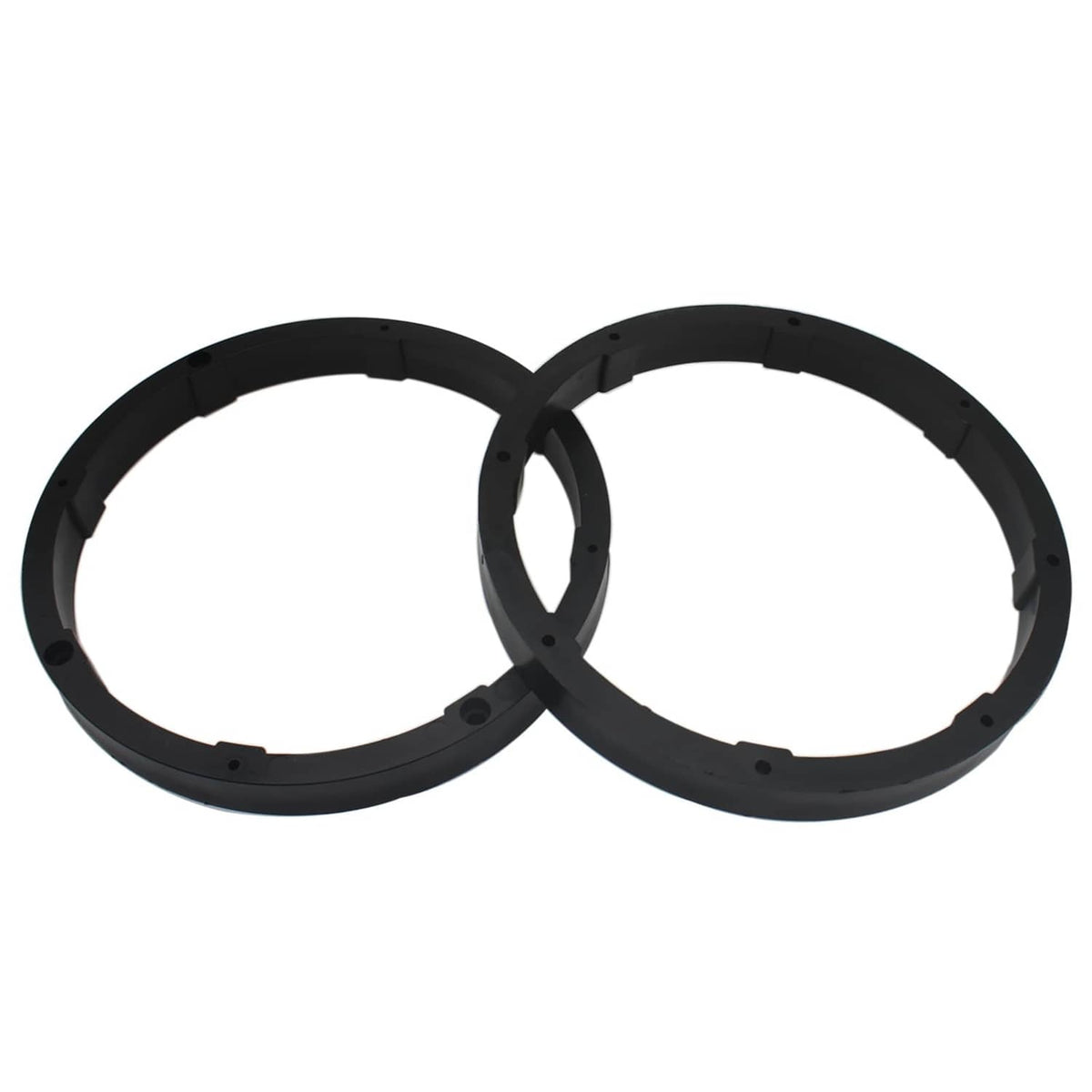 Universal 6.5-inch speaker spacer rings, black, two rings side by side