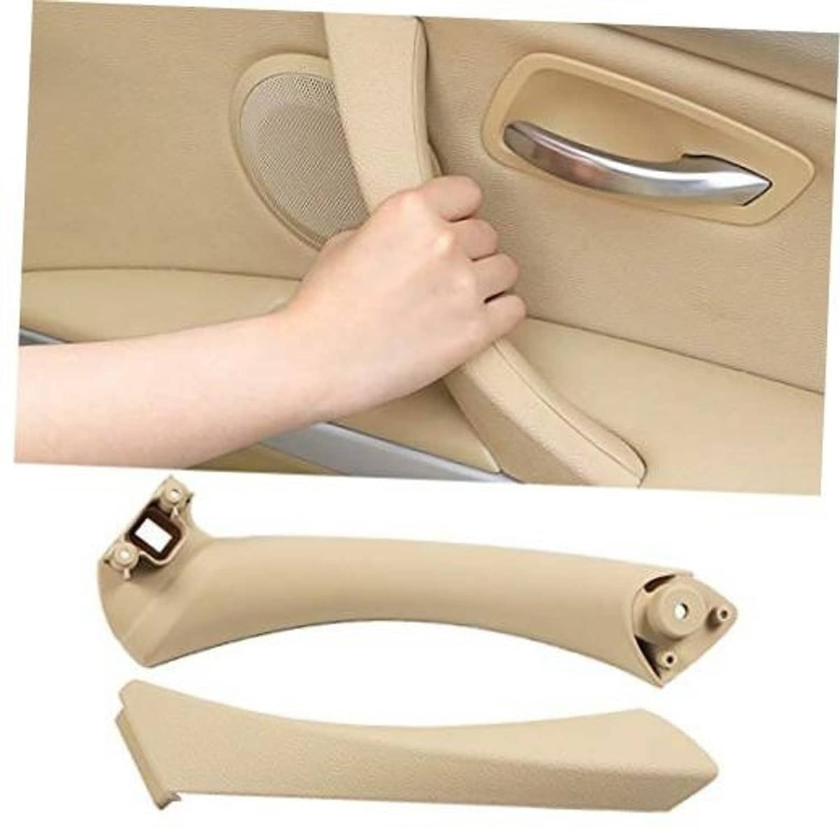 Right door pull handle and outer cover replacement in beige with chrome trim