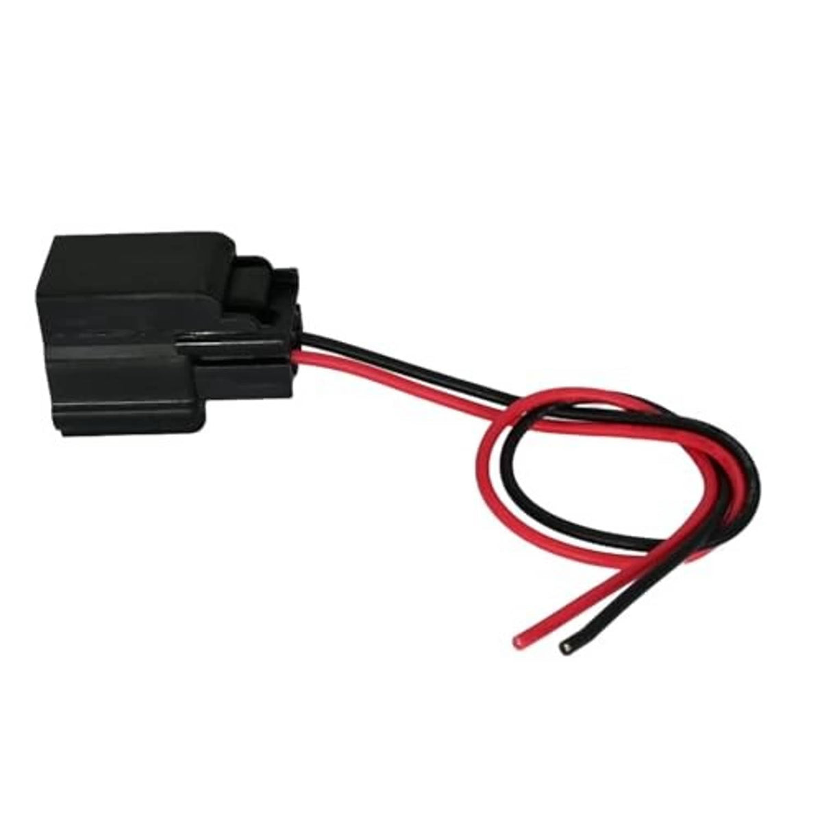 Electronic throttle body connector pigtail with black housing and red/black wiring