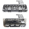 Aluminum cylinder head with installed valve train and bolts, silver finish