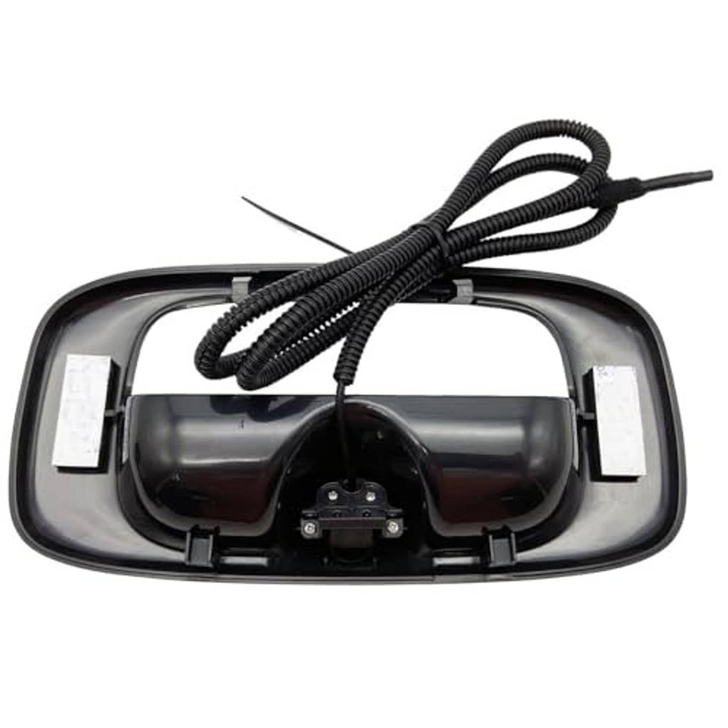 Rear view camera tailgate handle bezel with mounting brackets and attached wires