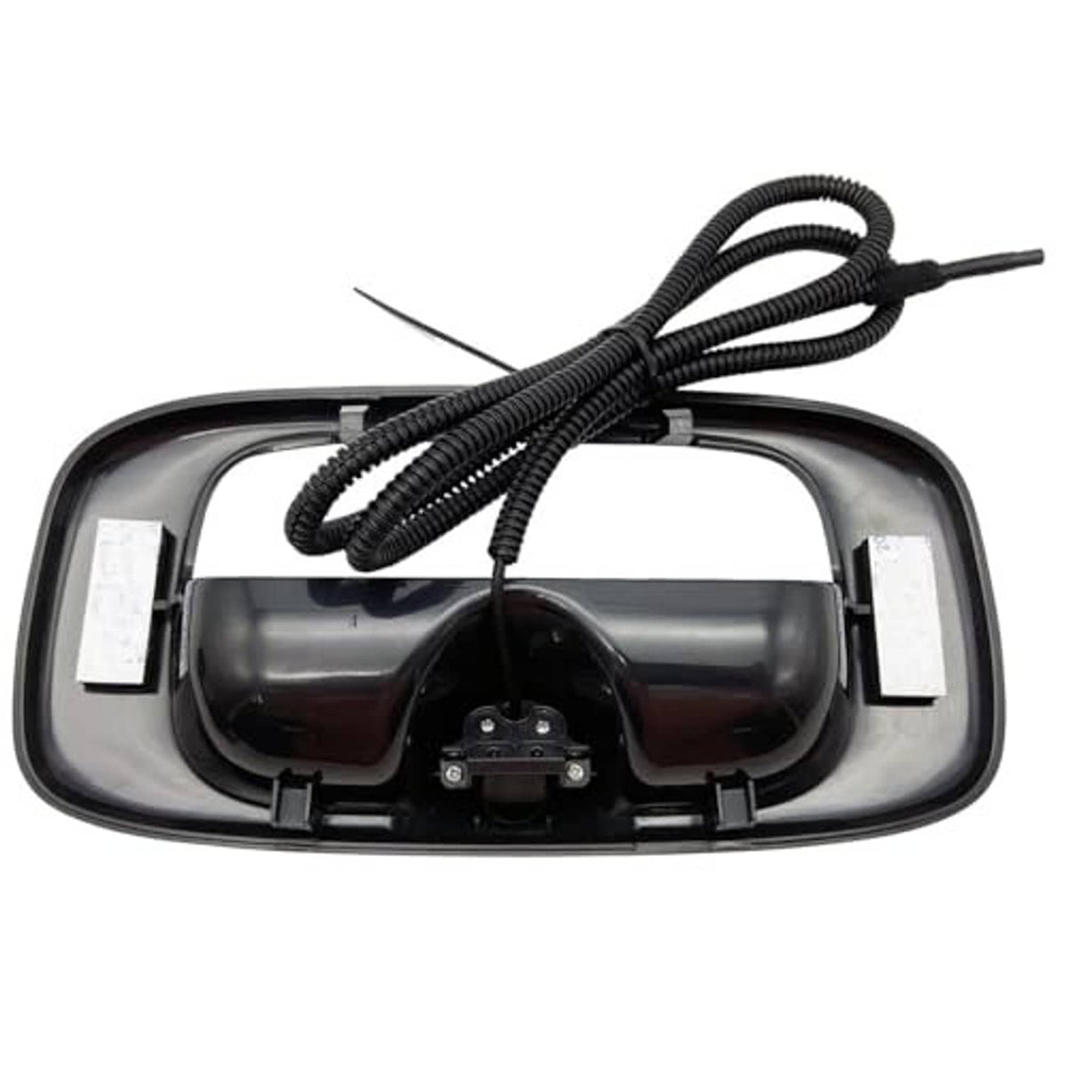 Rear view camera tailgate handle bezel with mounting brackets and attached wires