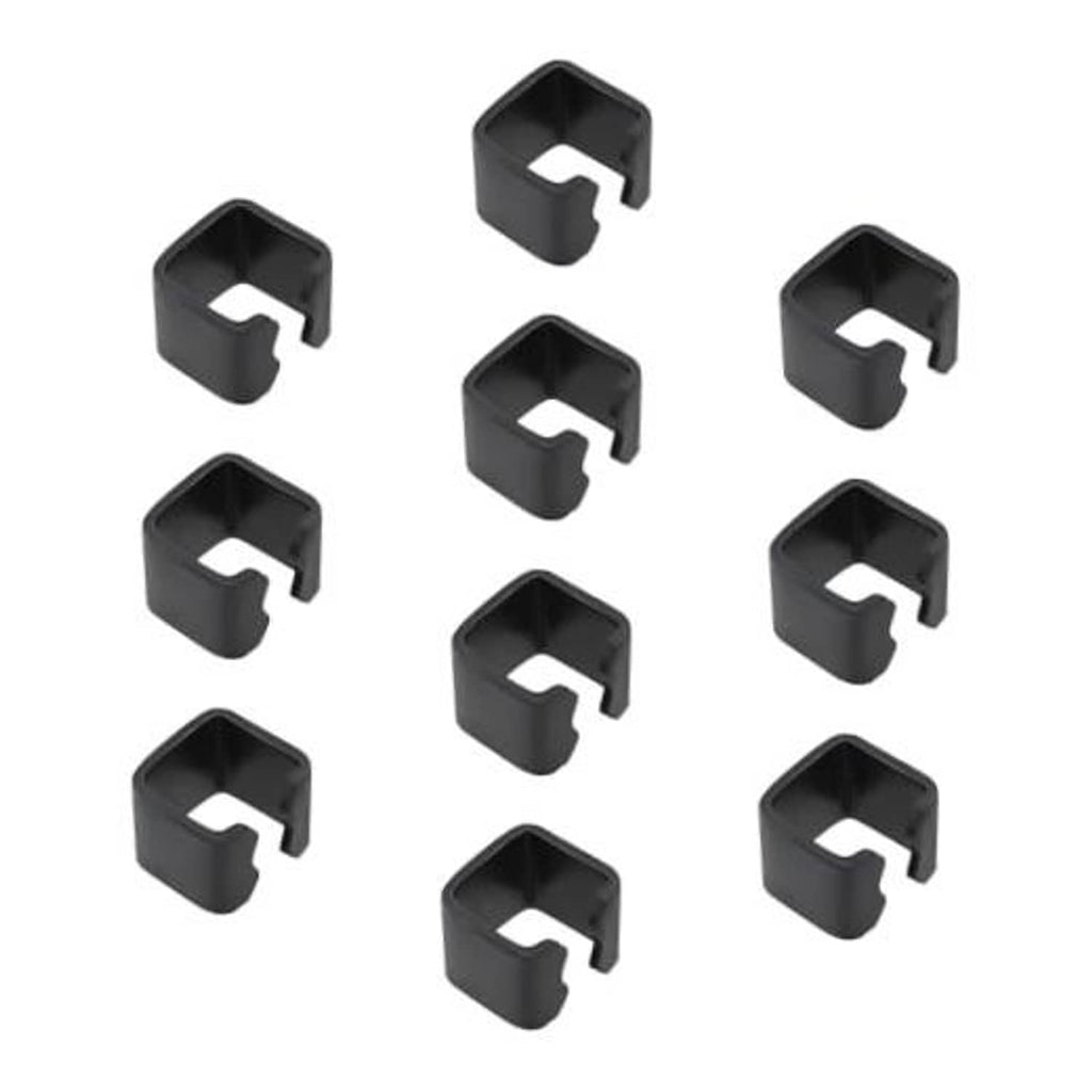 Trolley jack link clip, black rubber, slotted U-shape with pin notch