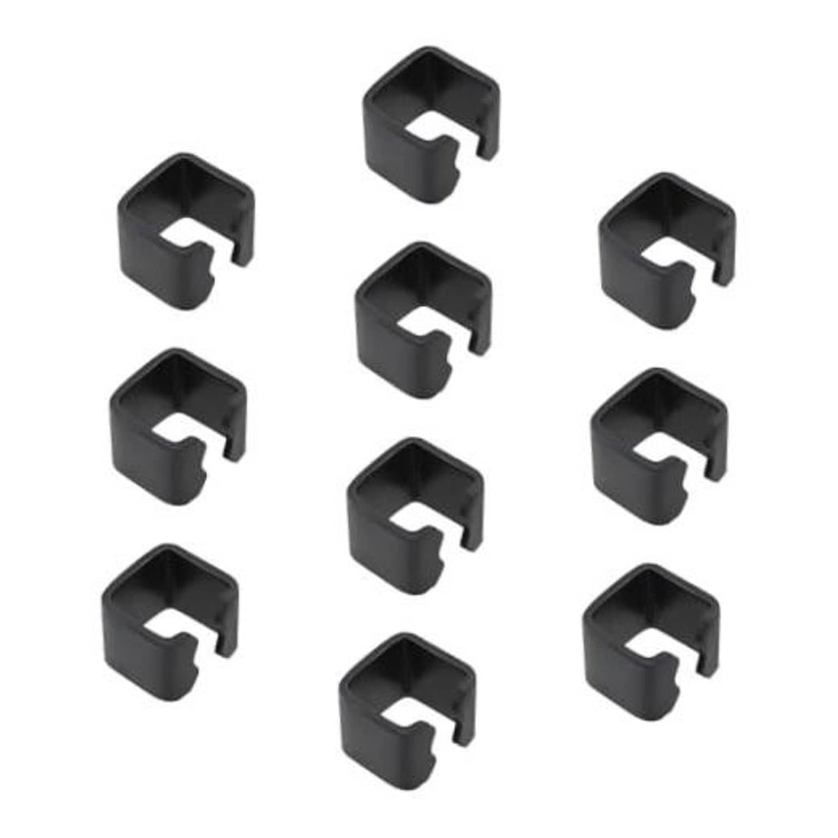 Trolley jack link clip, black rubber, slotted U-shape with pin notch